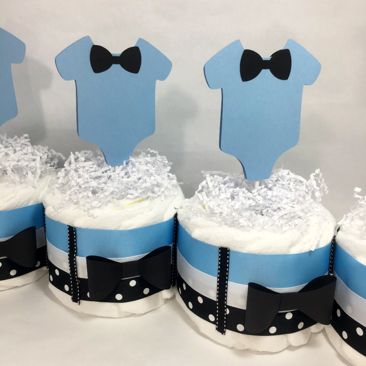 Little Man Diaper Cake Centerpieces, Blue, Black, White