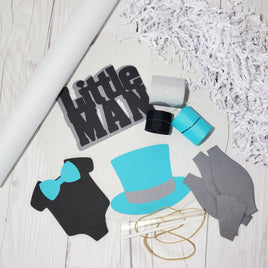 Teal, Black, & Gray Little Man Diaper Cake Kit
