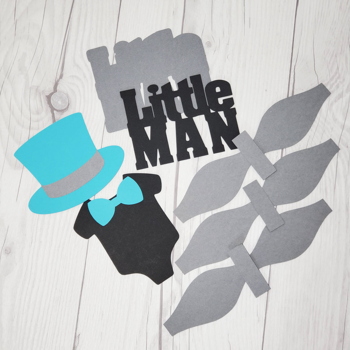 Teal, Gray, & Black Little Man Diaper Cake Kit