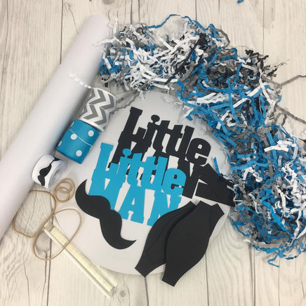 Turquoise and Gray Little Man Diaper Cake Kit