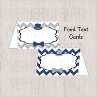 Navy & Gray Little Man Food Tent Cards
