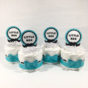 Little Man Mini Diaper Cakes - Teal, Black