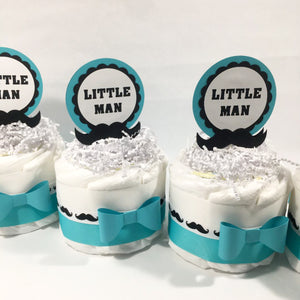 Little Man Mini Diaper Cakes - Teal, Black