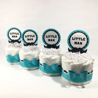 Teal & White Little Man Mini Diaper Cakes
