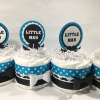 Little Man Mini Diaper Cakes - Turquoise, Black