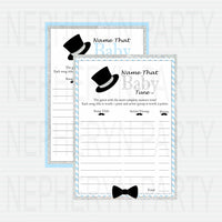 Printable Little Man Baby Shower Games - Blue, Silver
