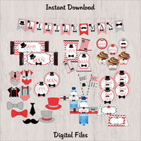 Red, Gray, & Black Little Man Decoration Pack, Instant Download