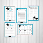 Little Man Baby Shower Games, Blue & Black