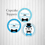 Little Man Cupcake Toppers, Blue & Black
