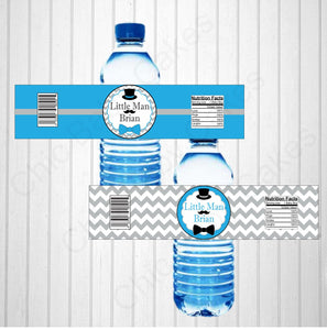 Blue & Gray Little Man Water Bottle Labels