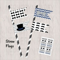 Navy & Gray Little Man Straw Flags