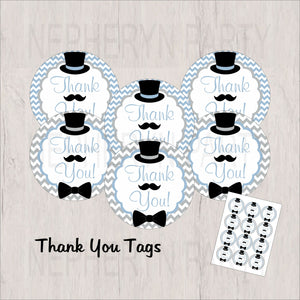 Light Blue & Gray Little Man Thank You Tags