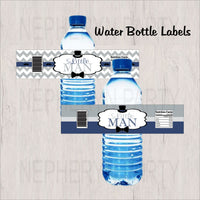 Navy & Gray Little Man Water Bottle Labels

