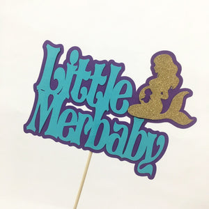 Purple, Teal, & Gold Little Merbaby Cake Topper