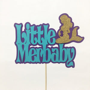 Purple, Teal, & Gold Little Merbaby Cake Topper