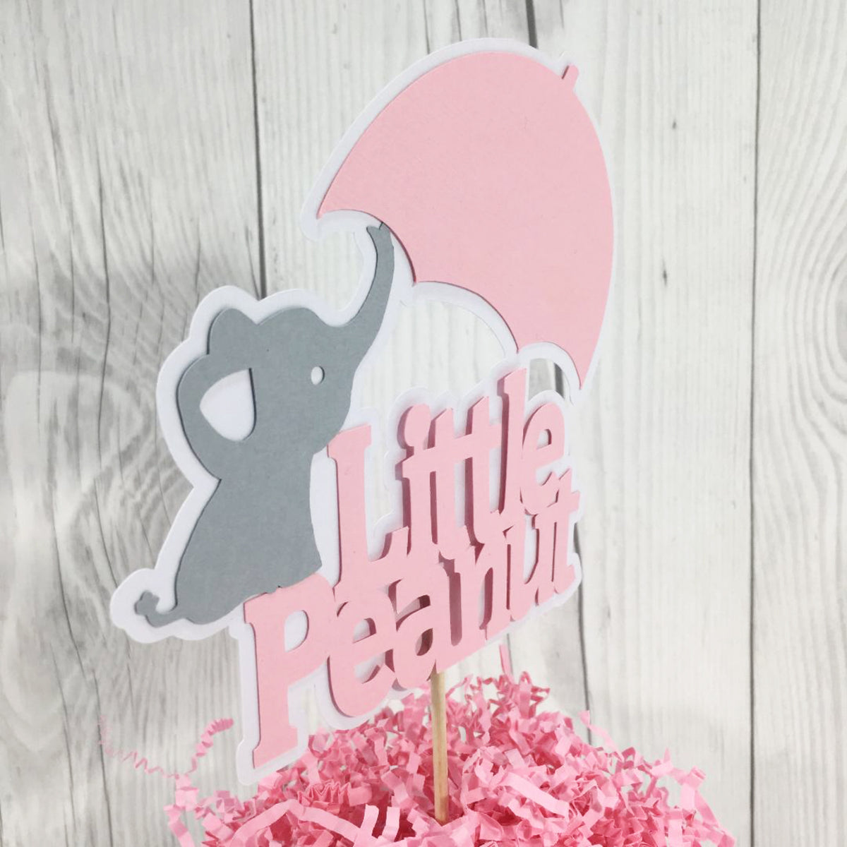 Little Peanut Cake Topper - Pink, Gray