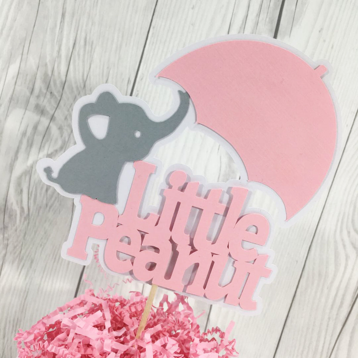 Pink & Gray Little Peanut Cake Topper