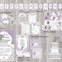 Lavender & Gray Little Peanut baby Shower Decorations