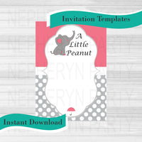 DIY Little Peanut Baby Shower Invite Templates, Pink Coral
