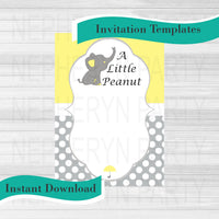 DIY Little Peanut Baby Shower Invite Templates, Yellow