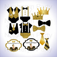 Black & Gold Little Prince Clipart Decorations, Brunette
