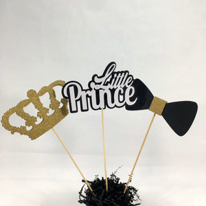 Black & Gold Little Prince Centerpiece Sticks