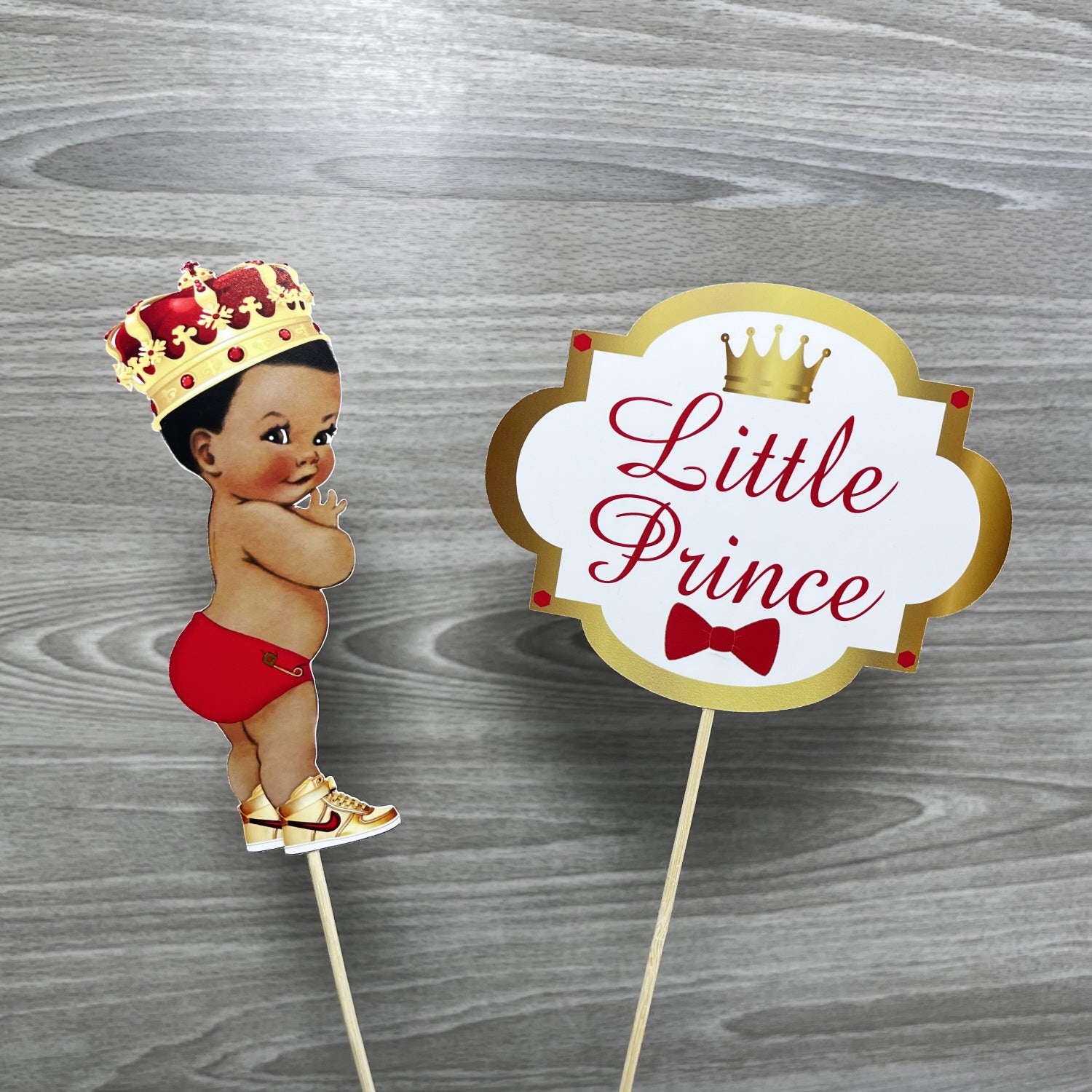 NEW Red and Gold Baby Shower CROWN Centerpiece / Boys Red and Gold Prince  Baby Shower Theme and Decorations 