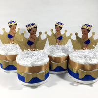 Little Prince Diaper Cake Set - Blue, Gold
