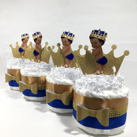 Little Prince Diaper Cake Set - Blue, Gold
