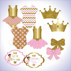 Pink and Gold Little Princess Clipart Decorations, Brown