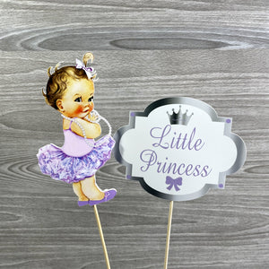 Lavender and Silver Little Princess Cake Toppers