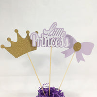 Lilac and Gold Little Princess Centerpiece Sticks
