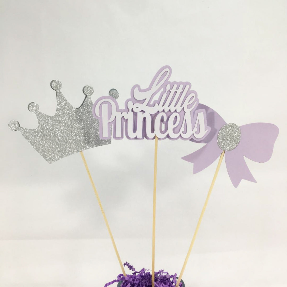 Lilac and Silver Little Princess Centerpiece Sticks