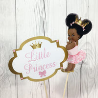 Little Princess Centerpiece Toppers - Pink, Gold
