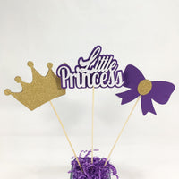 Purple and Gold Little Princess Centerpiece Sticks
