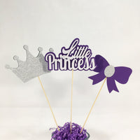 Purple and Silver Little Princess Centerpiece Sticks
