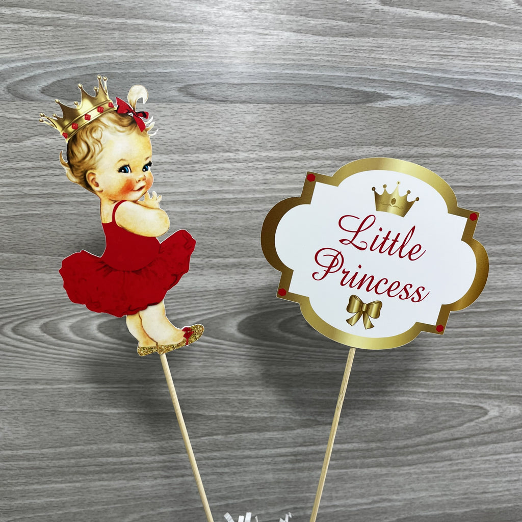 Red & Gold Little Princess Cake Topper