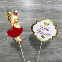 Red & Gold Little Princess Cake Topper