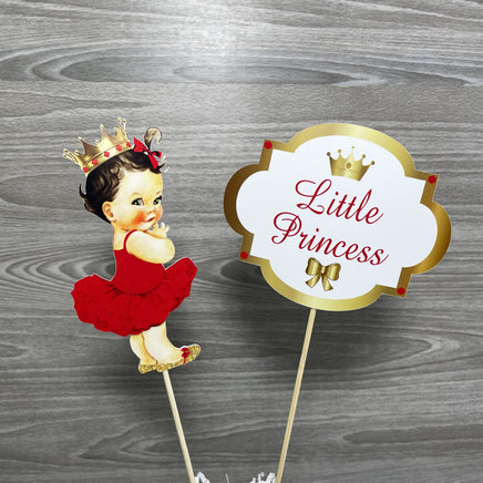 Red & Gold Little Princess Centerpiece Sticks