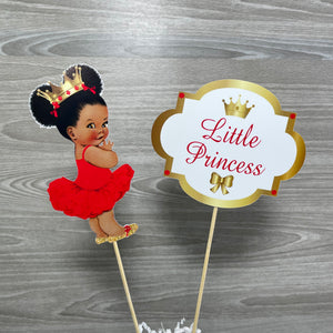 Red & Gold Little Princess Cake Topper