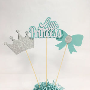 Aqua and Silver Little Princess Centerpiece Sticks