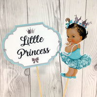 Little Princess Centerpiece Toppers - Teal, Silver

