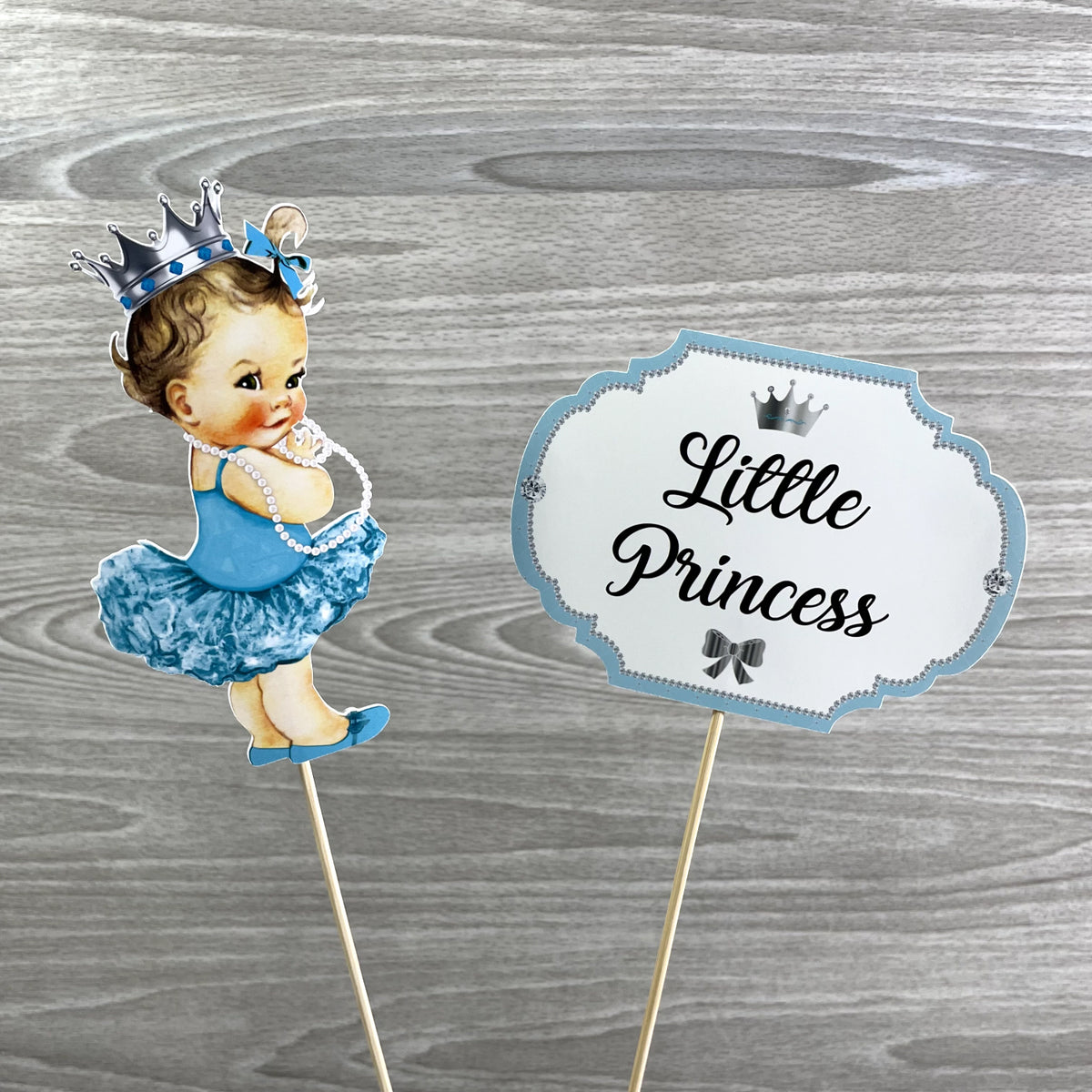 Little Princess Centerpiece Toppers - Teal, Silver
