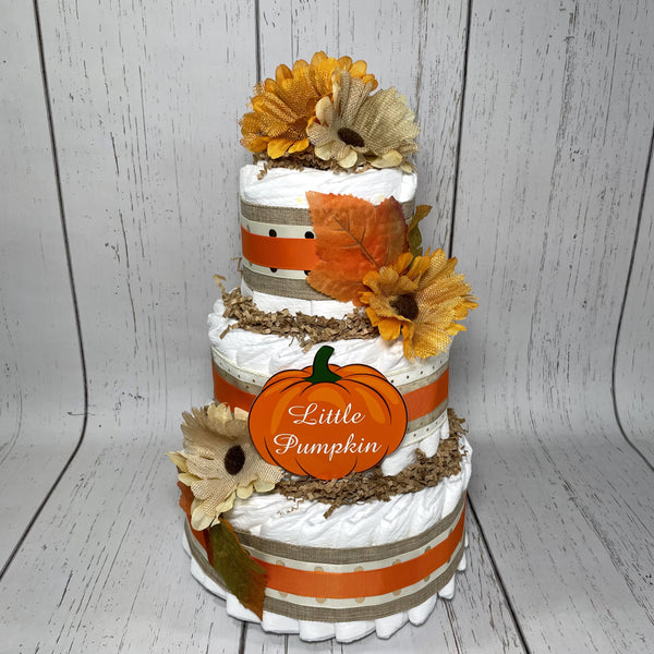 Little Pumpkin Fall Diaper Cake Centerpiece