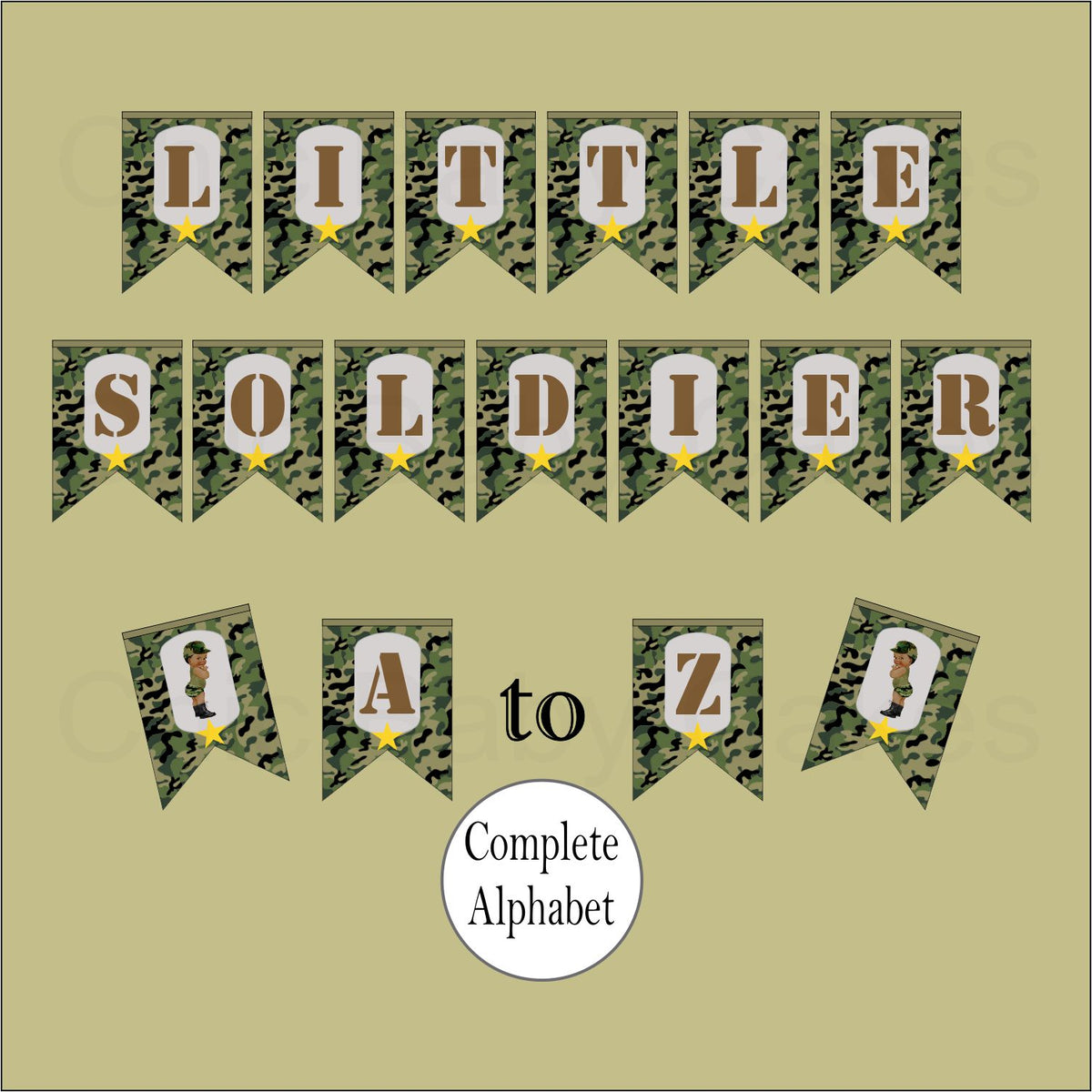 Green Camouflage Army Printable Baby Shower Banner
