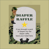 Army Camouflage Baby Shower Diaper Raffle Sign
