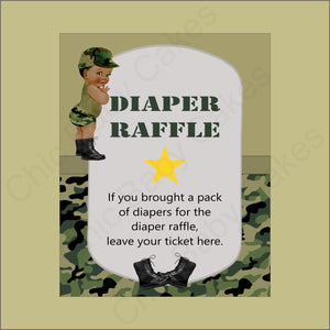 Army Camouflage Baby Shower Diaper Raffle Sign