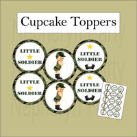 Army Camouflage Little Soldier Cupcake Toppers, Brunette
