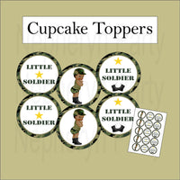 Army Camouflage Little Soldier Cupcake Toppers, Black