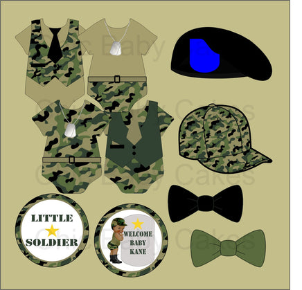 Green Camouflage Army Diaper Cake Clipart